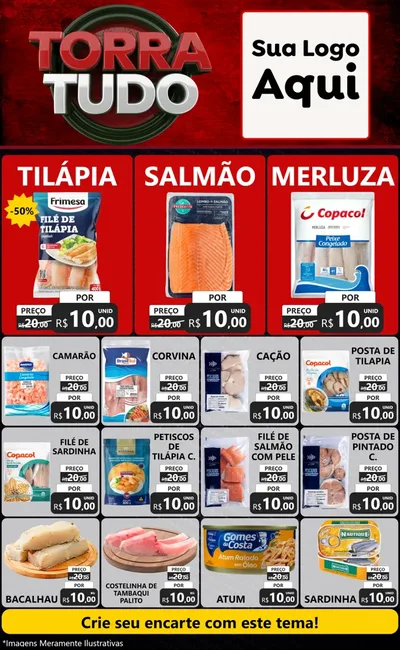 Modelo de Encarte para Encarte Grande com o tema Torra Tudo para Peixaria