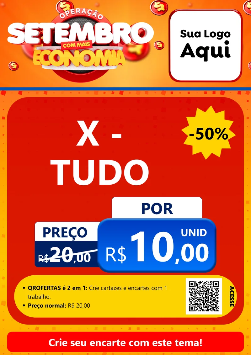 Modelo de Cartaz para Cartaz A4 Vertical com o tema Operação Setembro Com Muita Economia para Hamburgueria