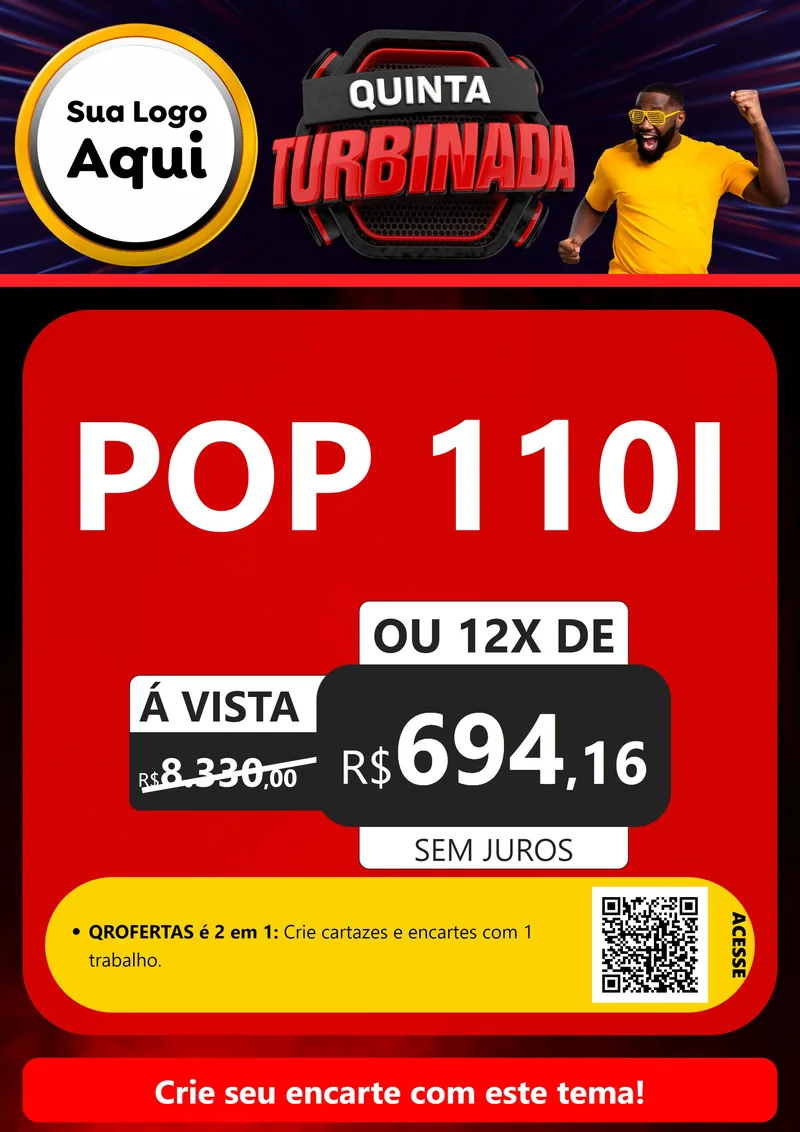 Modelo de Cartaz para Cartaz A4 Vertical com o tema Quinta Turbinada para Concessionaria de Motos