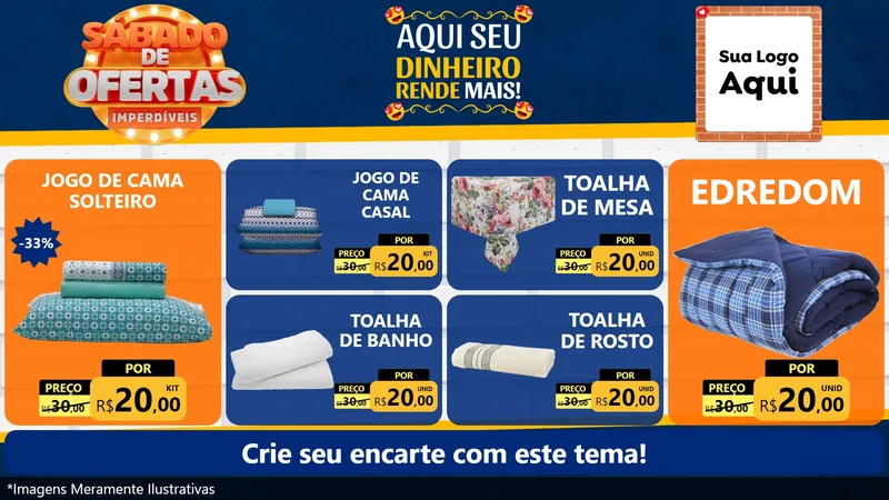 Modelo de TV para TV Horizontal com o tema Sábado de Ofertas Imperdíveis para Cama, Mesa e Banho