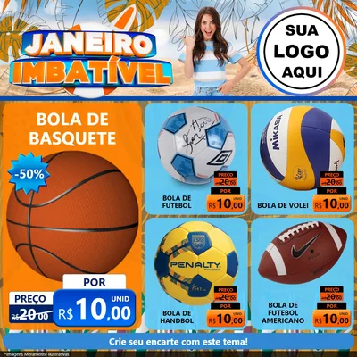 Modelo de Rede Social para Feed Facebook com o tema Janeiro Imbatível para Artigos Esportivos