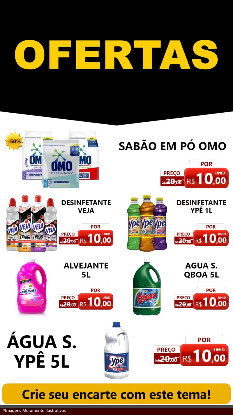 Modelo de TV para TV Vertical com o tema Ofertas Preto e Vermelho Cartaz para Produtos de Limpeza