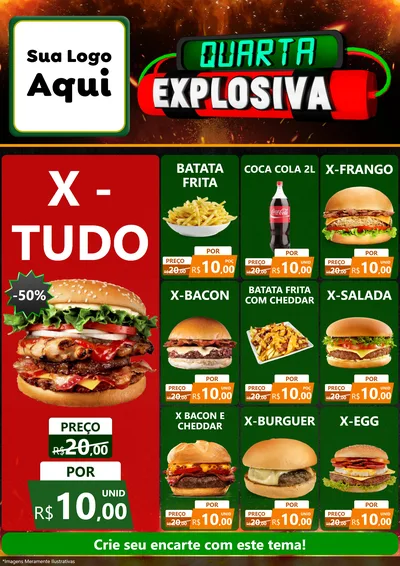 Modelo de Encarte para Encarte A4 Vertical com o tema Quarta Explosiva para Hamburgueria