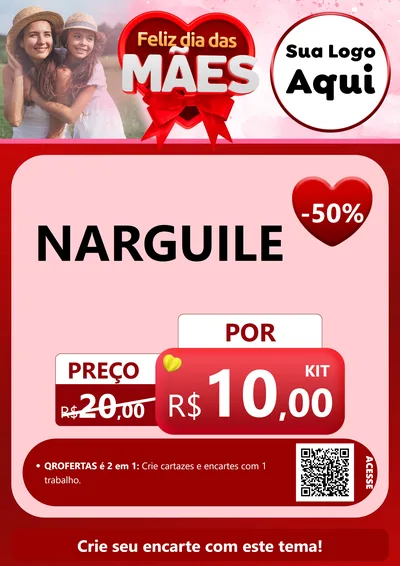 Modelo de Cartaz para Cartaz A4 Vertical com o tema Feliz Dia Das Mães para Tabacaria