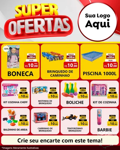 Modelo de Rede Social para Feed Instagram com o tema Super Ofertas para Brinquedos