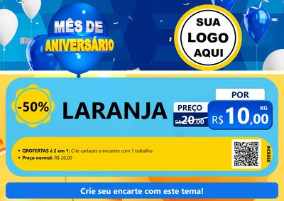 Modelo de Cartaz para Cartaz A4 Horizontal com o tema Mês de Aniversário para Hortifrúti