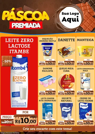 Modelo de Encarte para Encarte A4 Vertical com o tema Páscoa Premiada para Frios e Laticínios