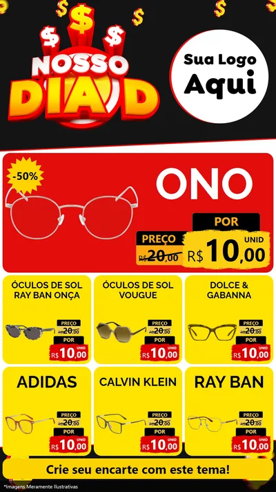 Modelo de Rede Social para Stories com o tema Nosso Dia D para Óticas