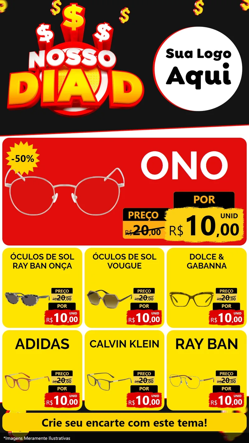 Modelo de Rede Social para Stories com o tema Nosso Dia D para Óticas