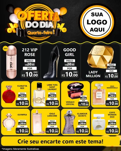 Modelo de Rede Social para Feed Instagram com o tema Oferta do Dia - Quarta Feira! para Perfumes