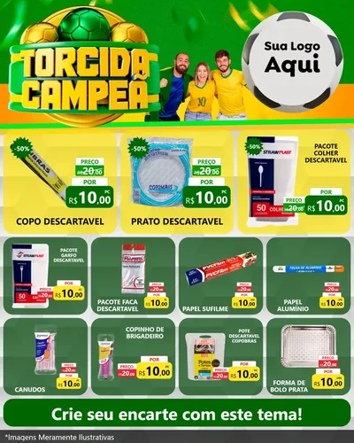 Modelo de Rede Social para Feed Instagram com o tema Torcida Campeã - Copa para Embalagens