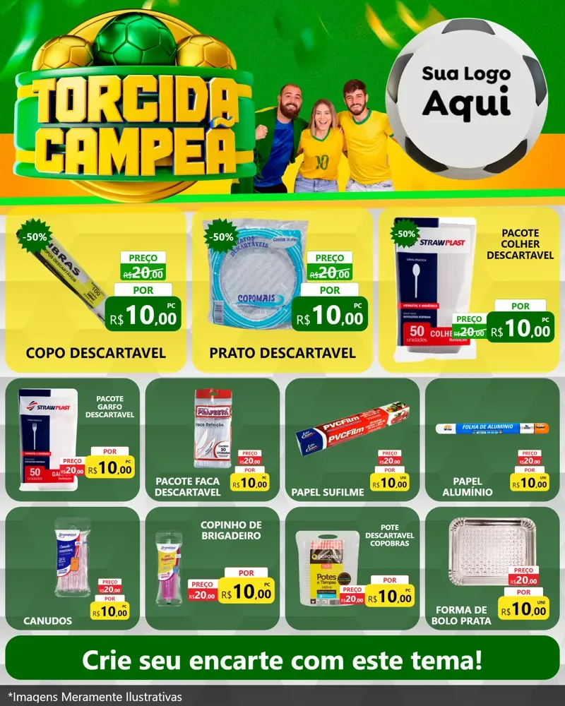 Modelo de Rede Social para Feed Instagram com o tema Torcida Campeã - Copa para Embalagens