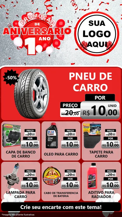Modelo de Rede Social para Stories com o tema Promoção de Aniversário - 1 Ano para Auto peças