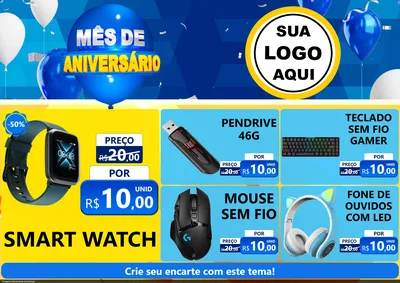 Modelo de Encarte para Encarte A4 Horizontal com o tema Mês de Aniversário para Informática