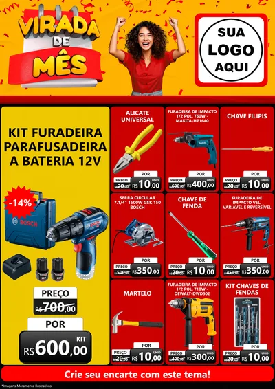 Modelo de Encarte para Encarte A4 Vertical com o tema Virada de Mês para Maquinas e Ferramentas