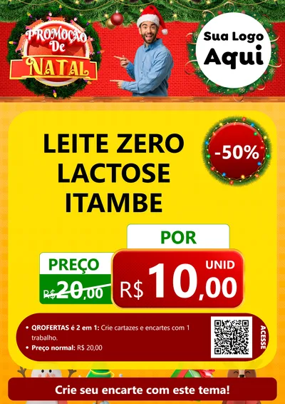 Modelo de Cartaz para Cartaz A4 Vertical com o tema Promoção de Natal para Frios e Laticínios