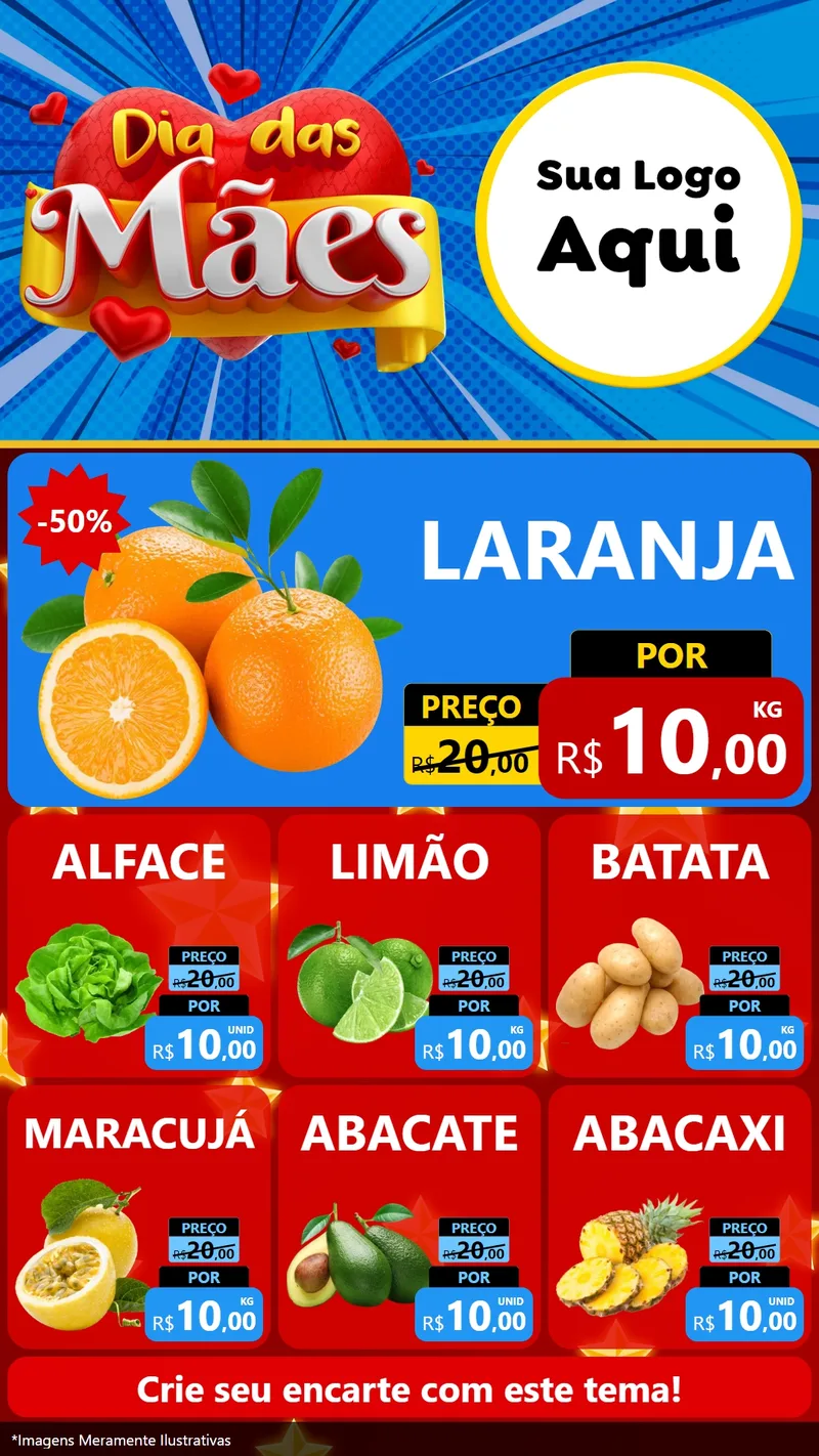 Modelo de Rede Social para Stories com o tema Dia das Mães para Hortifrúti