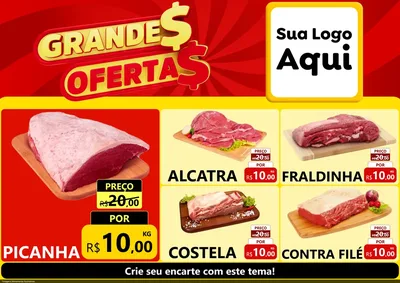 Modelo de Encarte para Encarte A4 Horizontal com o tema Grandes Ofertas para Açougue