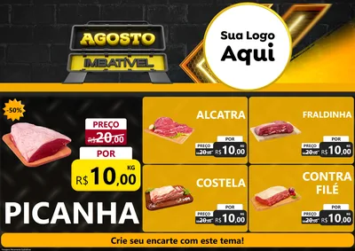 Modelo de Encarte para Encarte A4 Horizontal com o tema Agosto Imbatível para Açougue