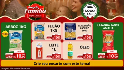 Modelo de TV para TV Horizontal com o tema Alegria Em Família - Super Ofertas para Supermercado