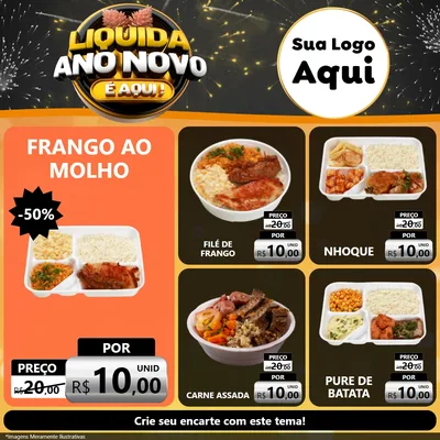 Modelo de Rede Social para Feed Facebook com o tema Liquida Ano Novo É Aqui! para Restaurante