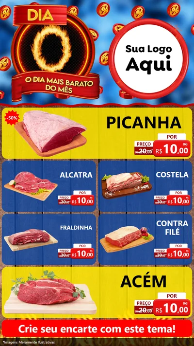Modelo de TV para TV Vertical com o tema Dia O - O Dia Mais Barato Do Mês para Açougue