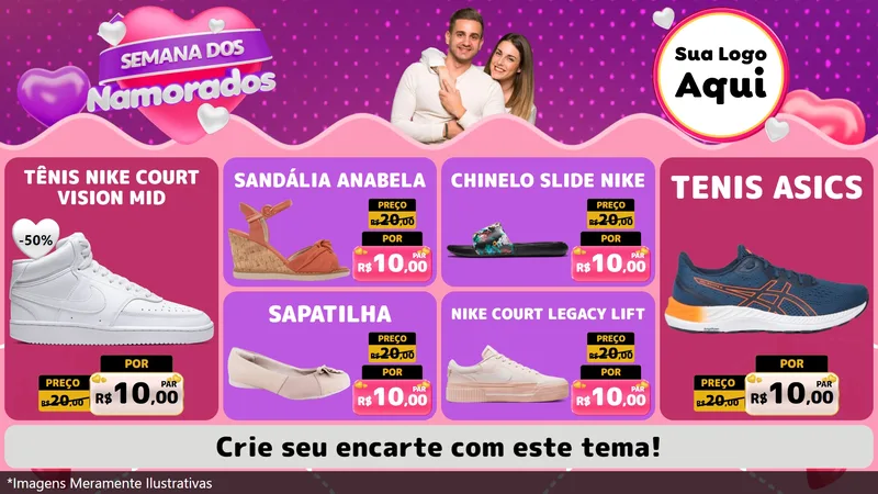 Modelo de TV para TV Horizontal com o tema Semana dos Namorados para Calçados