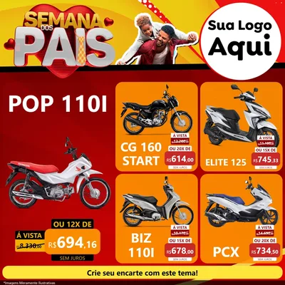 Modelo de Rede Social para Feed Facebook com o tema Semana Dos Pais para Concessionaria de Motos