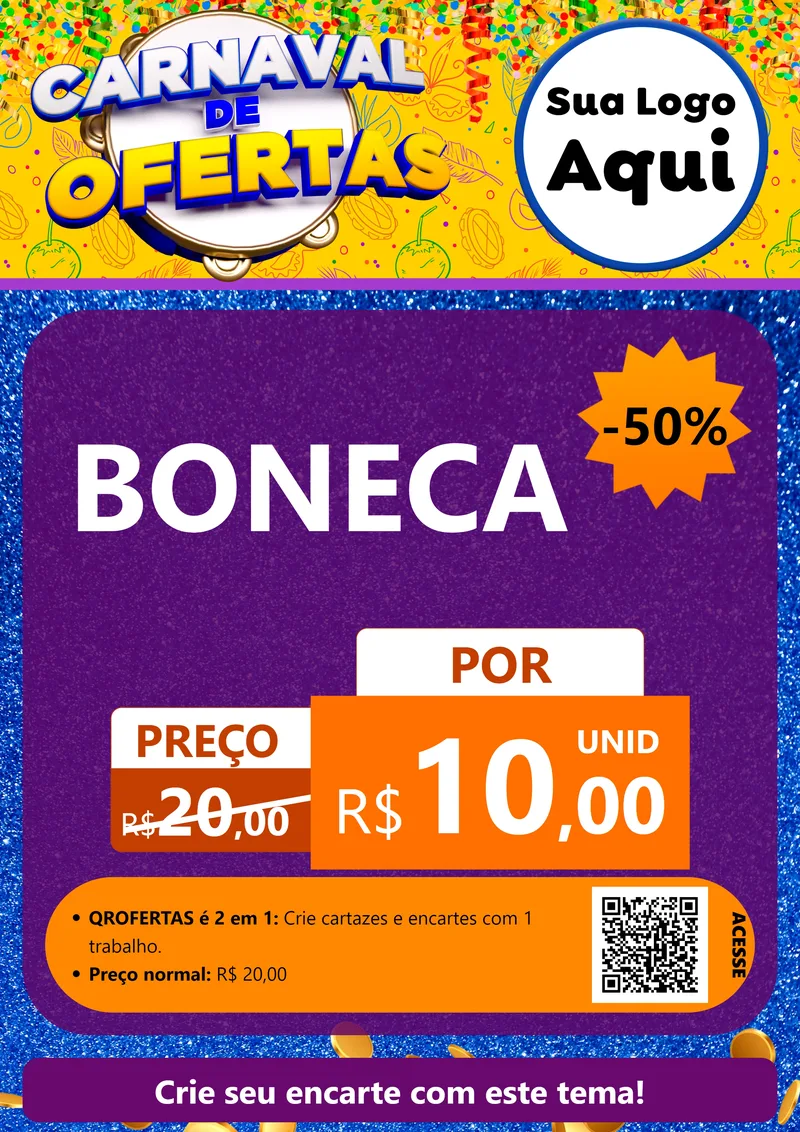 Modelo de Cartaz para Cartaz A4 Vertical com o tema Carnaval de Ofertas para Brinquedos