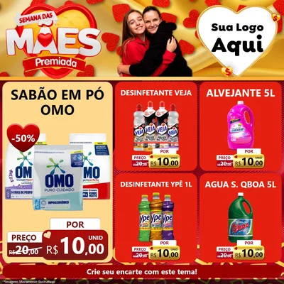 Modelo de Rede Social para Feed Facebook com o tema Semana das Mães Premiada para Produtos de Limpeza