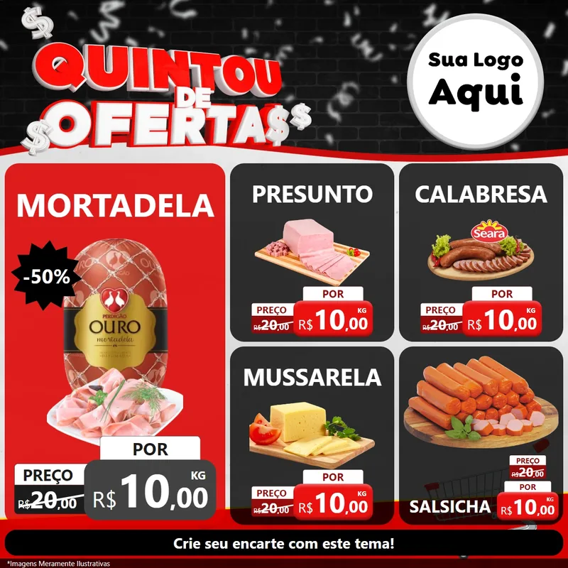 Modelo de Rede Social para Feed Facebook com o tema Quintou de Ofertas para Frios e Laticínios