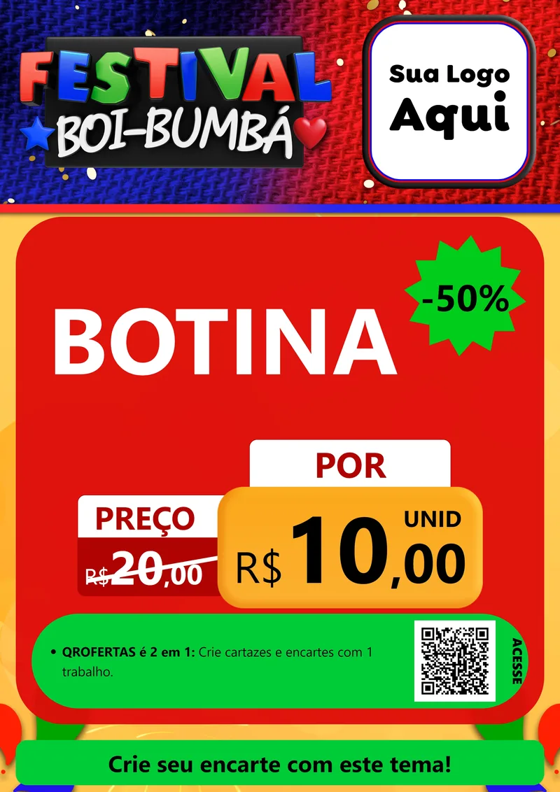 Modelo de Cartaz para Cartaz A4 Vertical com o tema Festival Boi-Bumbá para Agropecuária