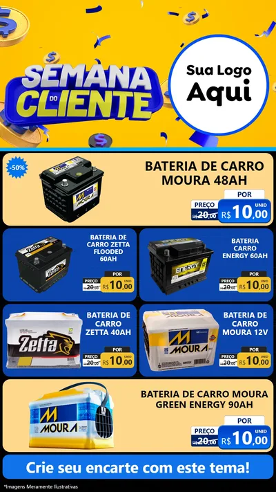 Modelo de TV para TV Vertical com o tema Semana do Cliente para Baterias Elétricas