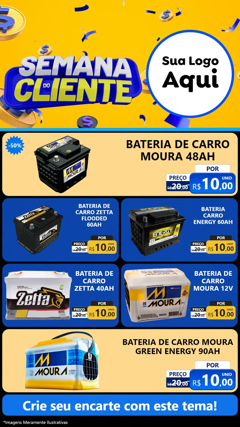 Modelo de TV para TV Vertical com o tema Semana do Cliente para Baterias Elétricas