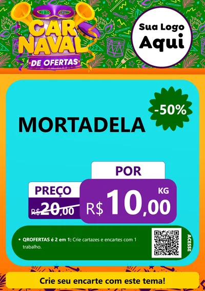 Modelo de Cartaz para Cartaz A4 Vertical com o tema Carnaval de Ofertas para Frios e Laticínios