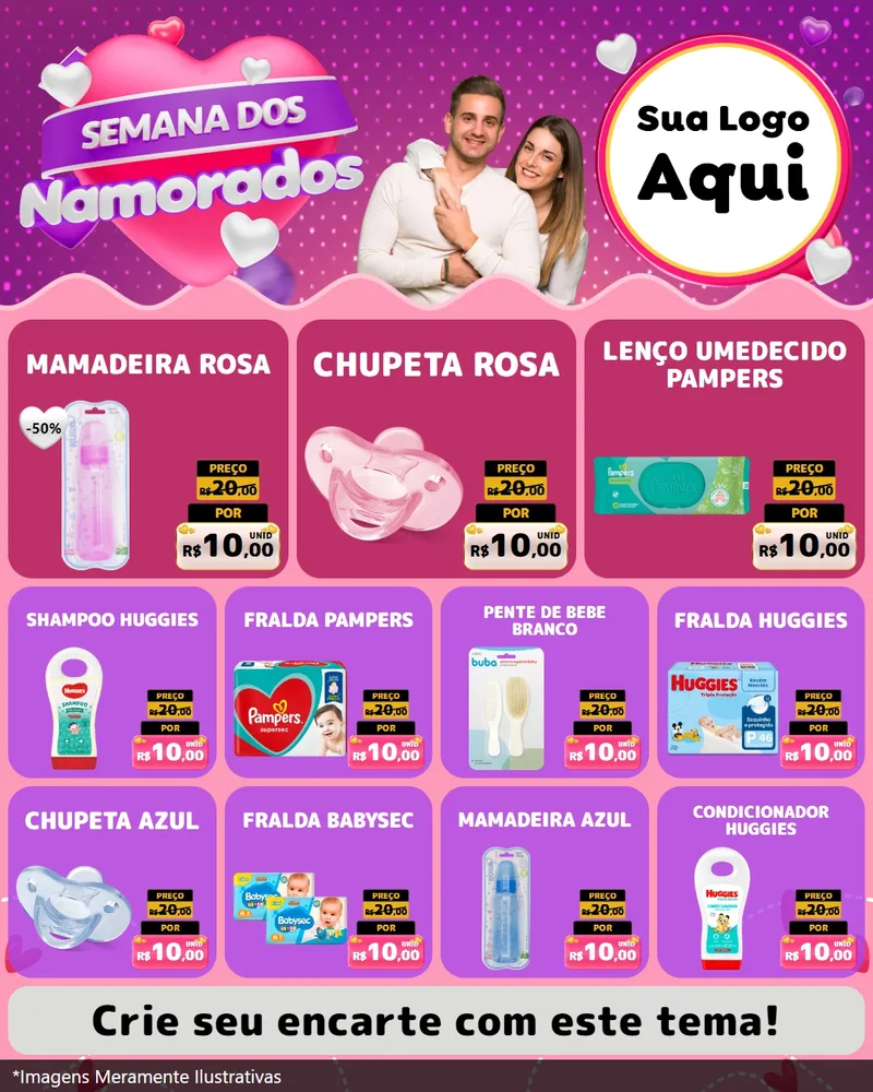 Modelo de Rede Social para Feed Instagram com o tema Semana dos Namorados para Bebês