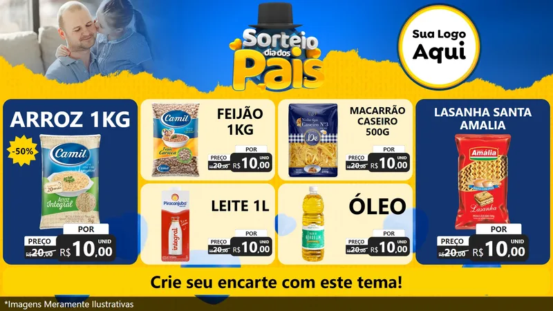 Modelo de TV para TV Horizontal com o tema Sorteio Dia Dos Pais para Supermercado
