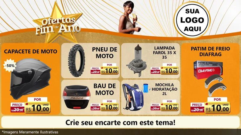Modelo de TV para TV Horizontal com o tema Ofertas Fim de Ano para Moto peças