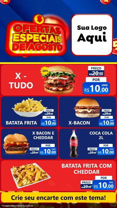 Modelo de TV para TV Vertical com o tema Ofertas Especiais de Agosto para Hamburgueria