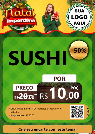 Modelo de Cartaz para Cartaz A4 Vertical com o tema Natal Imperdível para Comida japonesa