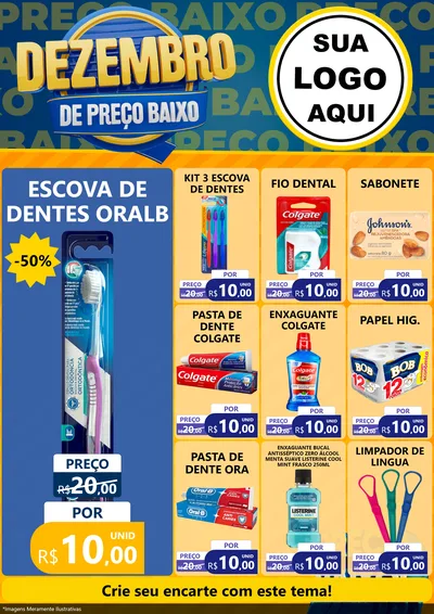 Modelo de Encarte para Encarte A4 Vertical com o tema Dezembro de Preço Baixo para Higiene Pessoal