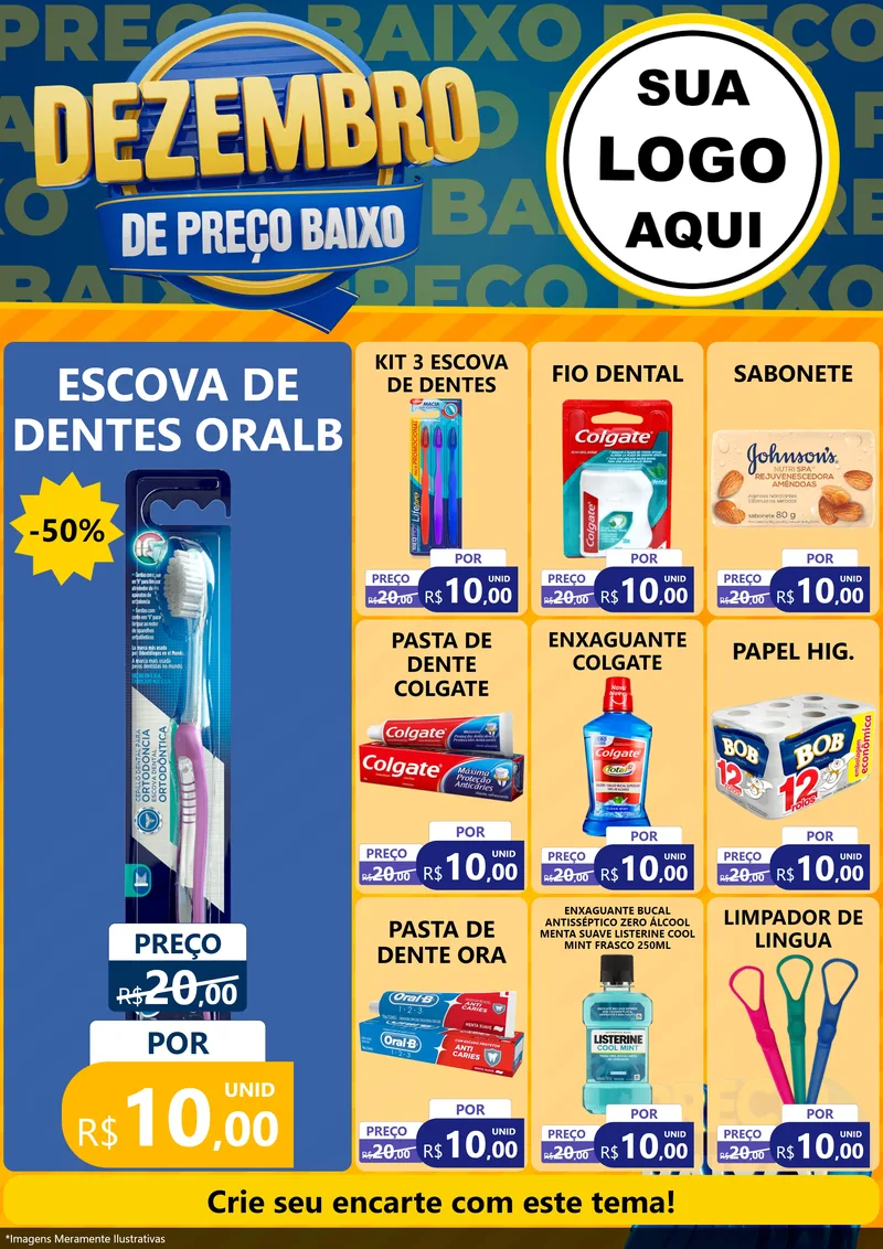 Modelo de Encarte para Encarte A4 Vertical com o tema Dezembro de Preço Baixo para Higiene Pessoal