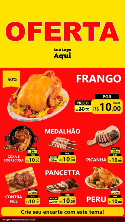 Modelo de Rede Social para Stories com o tema OFERTA - Vermelho Cartaz para Assados