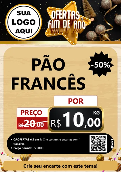Modelo de Cartaz para Cartaz A4 Vertical com o tema Ofertas de Fim de Ano para Padaria