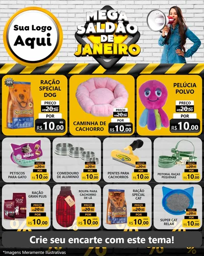 Modelo de Rede Social para Feed Instagram com o tema Mega Saldão de Janeiro para Pet Shop