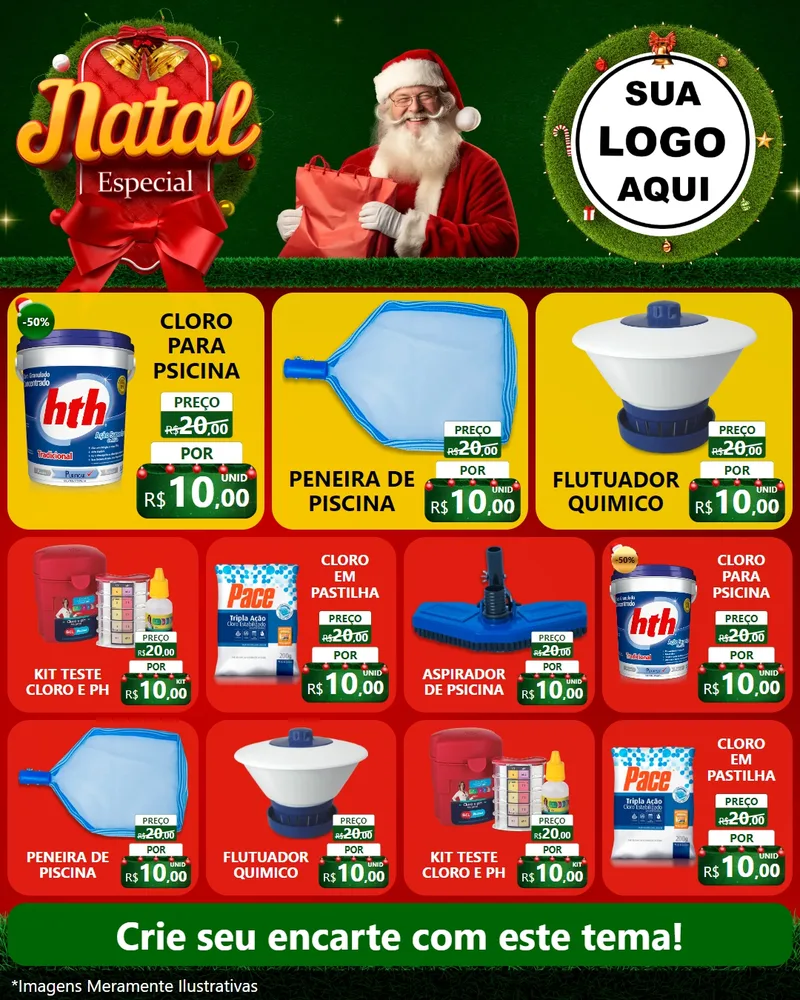 Modelo de Rede Social para Feed Instagram com o tema Natal Especial para Produtos para Piscina