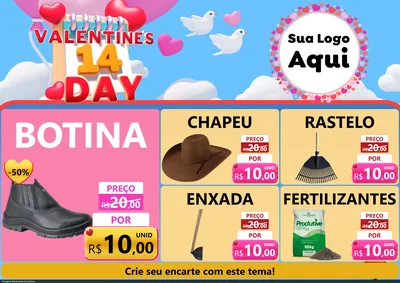 Modelo de Encarte para Encarte A4 Horizontal com o tema Valentine's Day para Agropecuária
