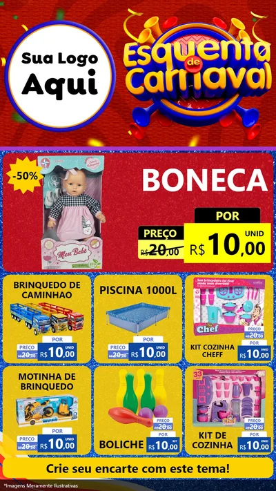 Modelo de Rede Social para Stories com o tema Esquenta de Carnaval para Brinquedos