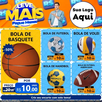 Modelo de Rede Social para Feed Facebook com o tema Leve Mais, Pague Menos para Artigos Esportivos