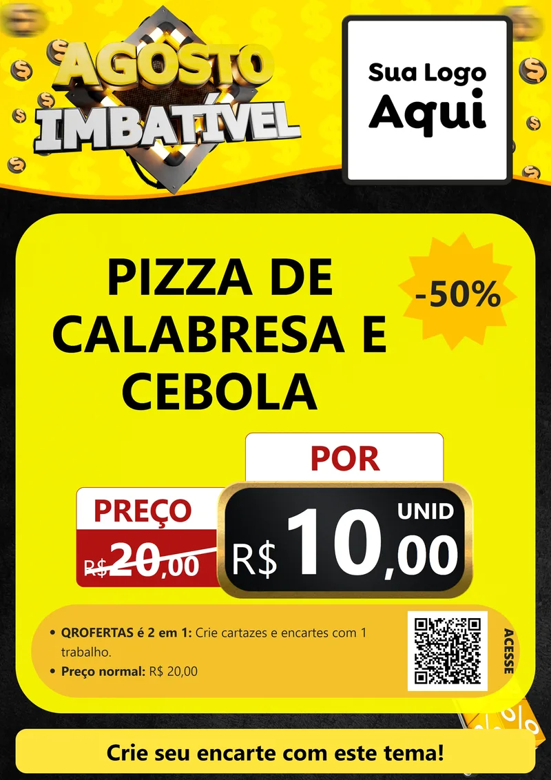 Modelo de Cartaz para Cartaz A4 Vertical com o tema Agosto Imbatível para Pizzaria